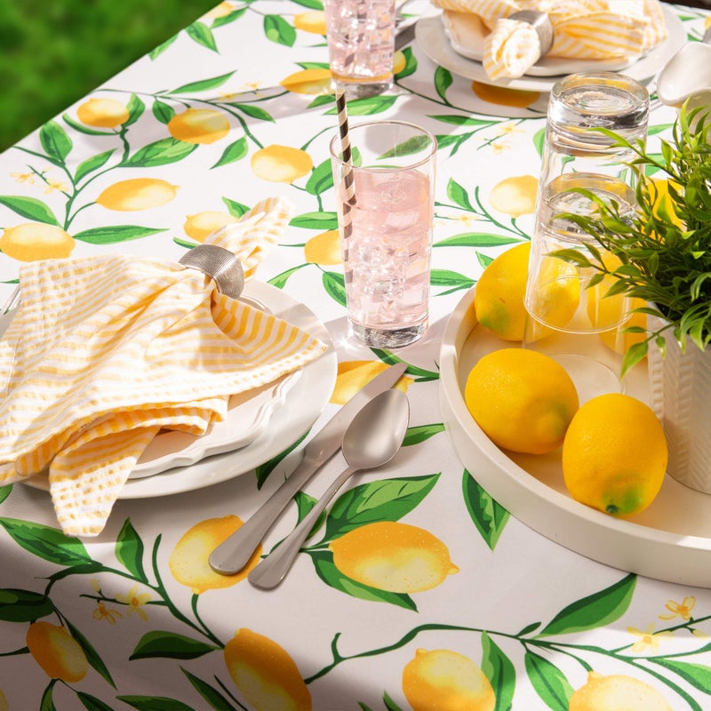 DII Lemon Bliss Outdoor Tabletop, Collection Stain Resistant & Waterproof, Tablecloth, 60x84 - Image 5